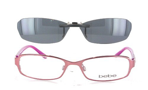 Custom Made For Bebe Prescription Rx Eyeglasses Bebe 5039 51x17 Polarized Clip On Sunglasses