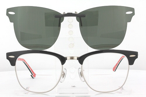 Messing Sjah Probleem Custom made for Ray-Ban prescription Rx eyeglasses: Ray-Ban CLUBMASTER-3016-51X21  Polarized Clip-On Sunglasses